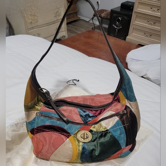 Coach Ltd Edition Multicolor Suede/Velvet Patchwork Ergo Hobo Bag - Picture 5 of 8